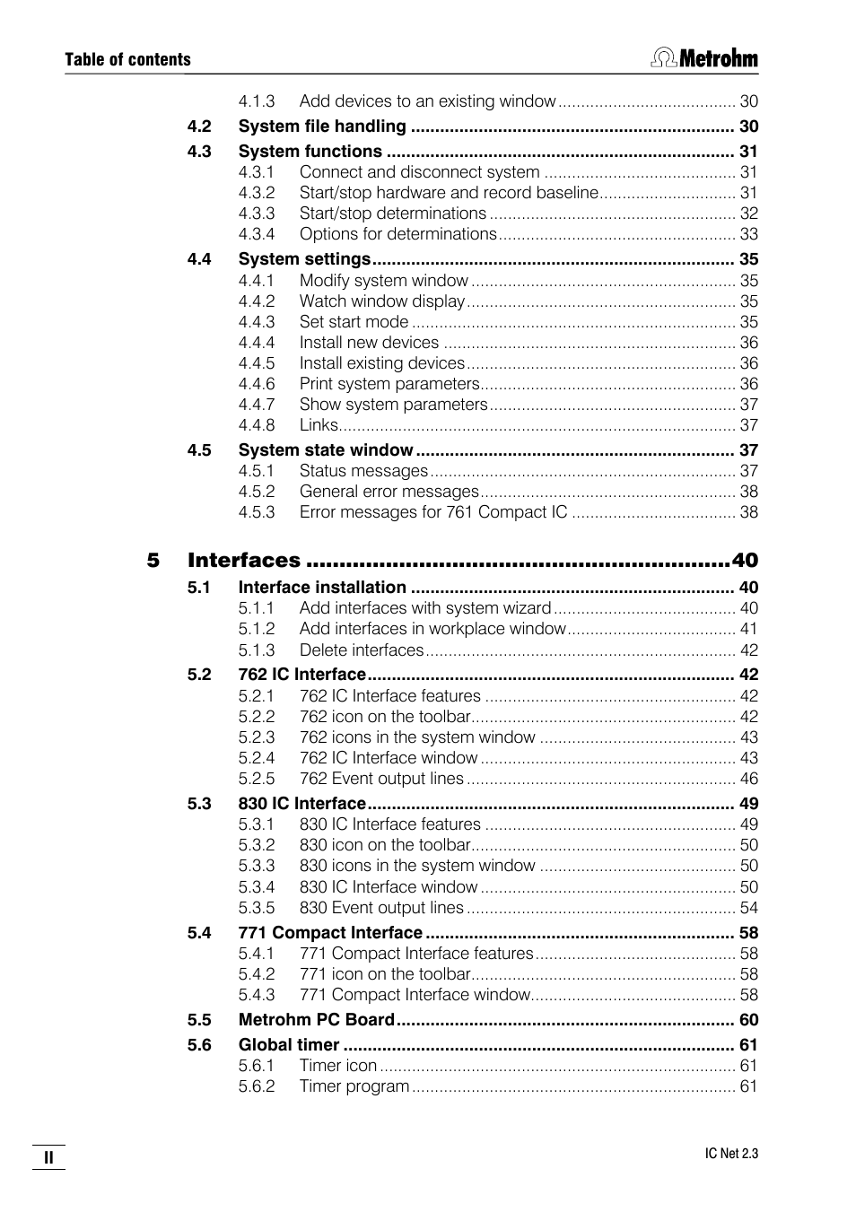 5 interfaces | Metrohm IC Net 2.3 User Manual | Page 4 / 389