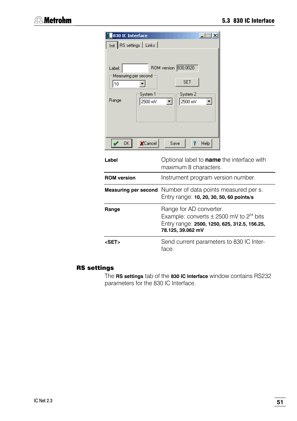 Rs settings | Metrohm IC Net 2.3 User Manual | Page 61 / 389