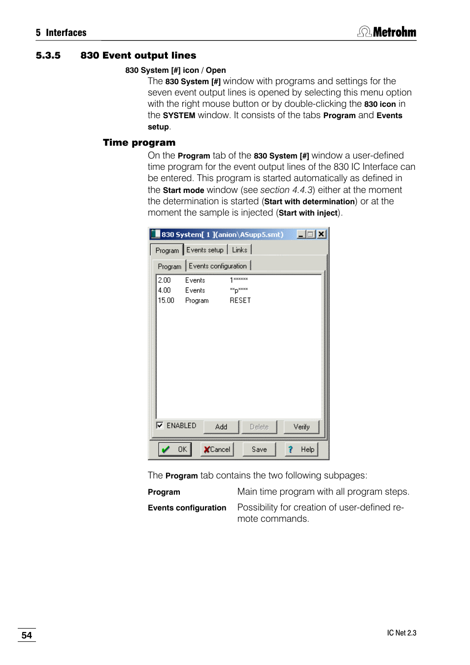 5 830 event output lines, Time program | Metrohm IC Net 2.3 User Manual | Page 64 / 389