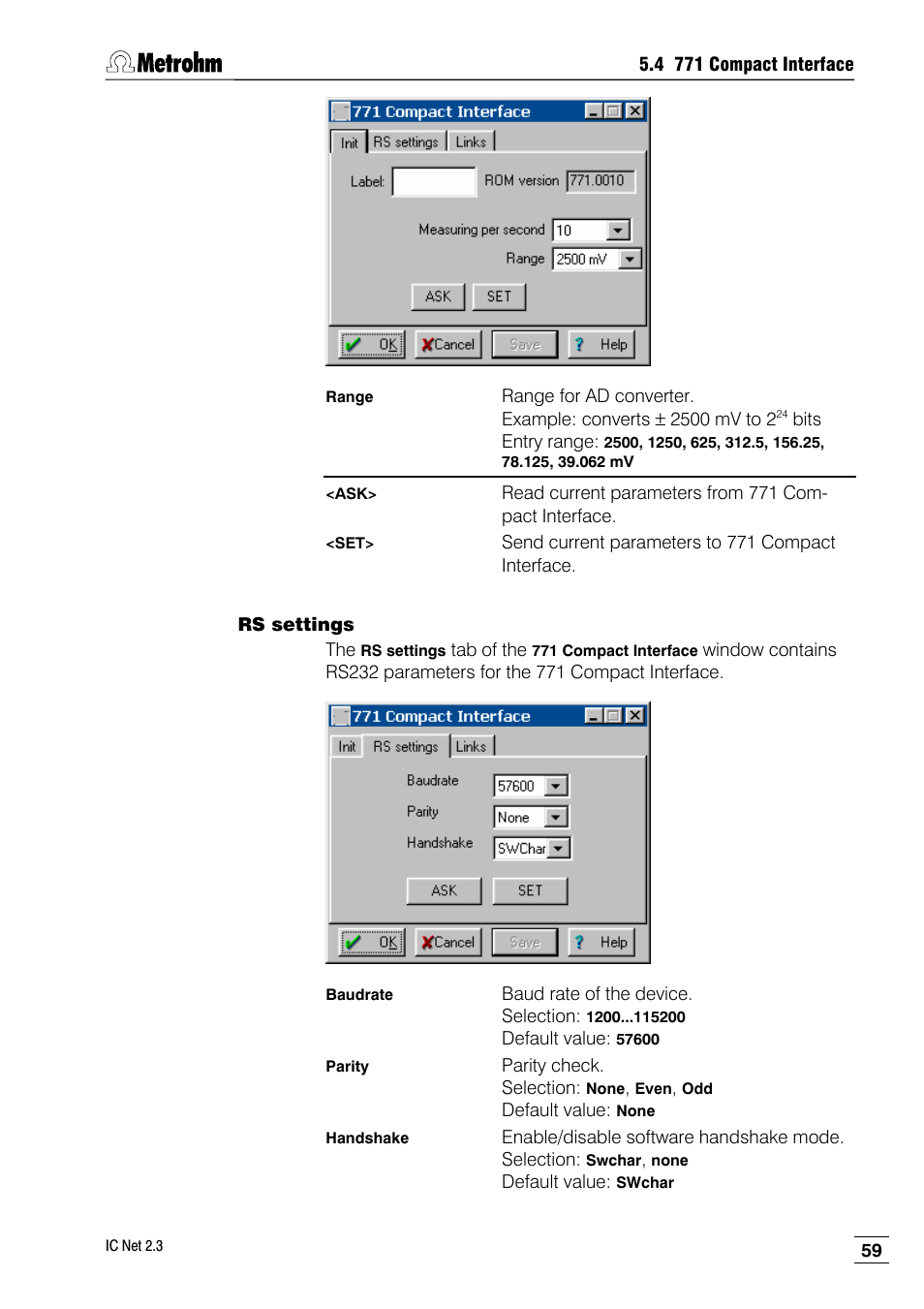 Rs settings | Metrohm IC Net 2.3 User Manual | Page 69 / 389