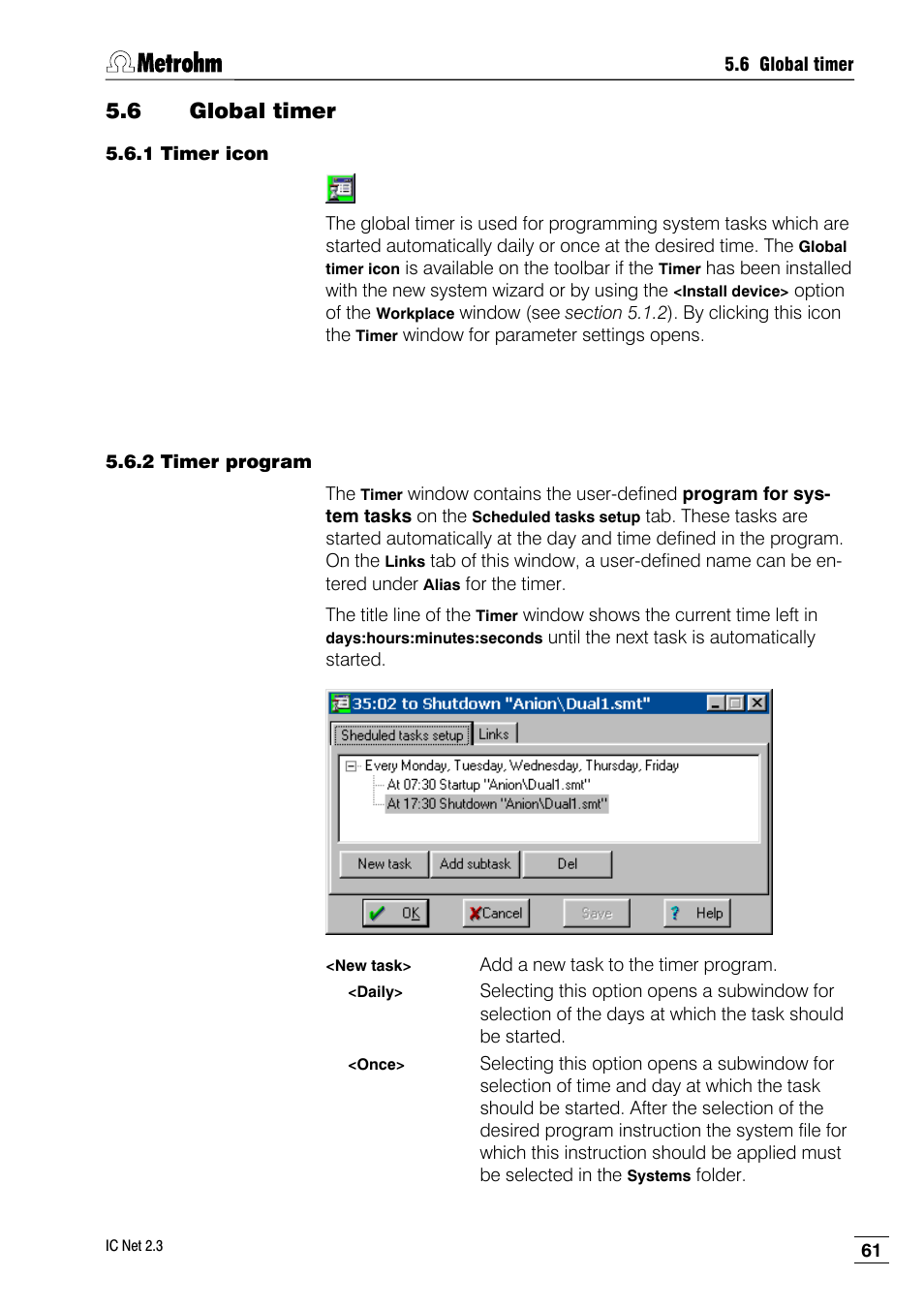 6 global timer, 1 timer icon, 2 timer program | Metrohm IC Net 2.3 User Manual | Page 71 / 389