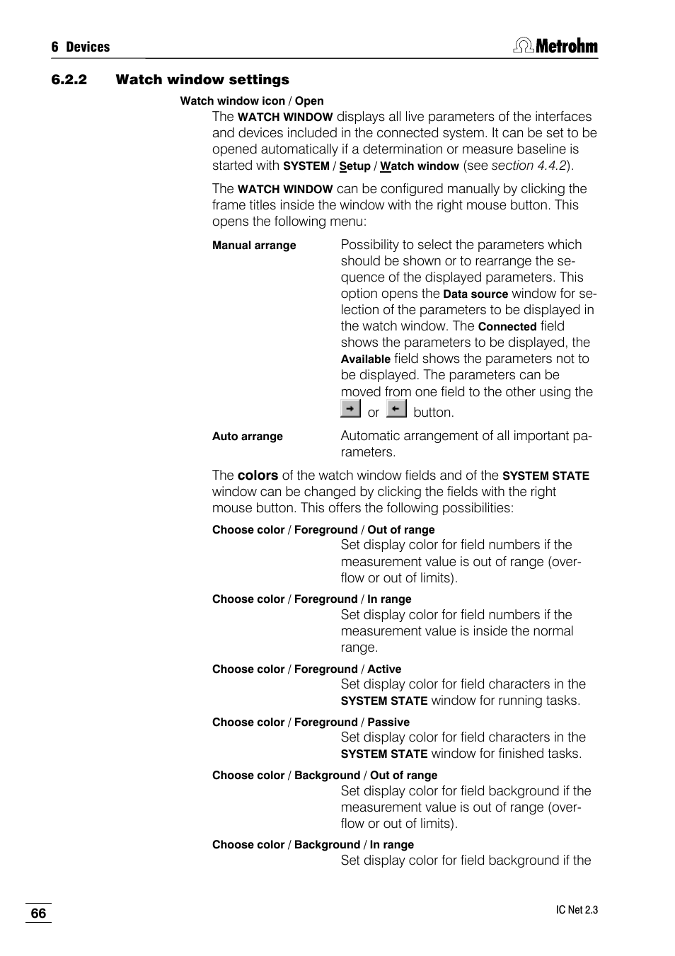 2 watch window settings | Metrohm IC Net 2.3 User Manual | Page 76 / 389