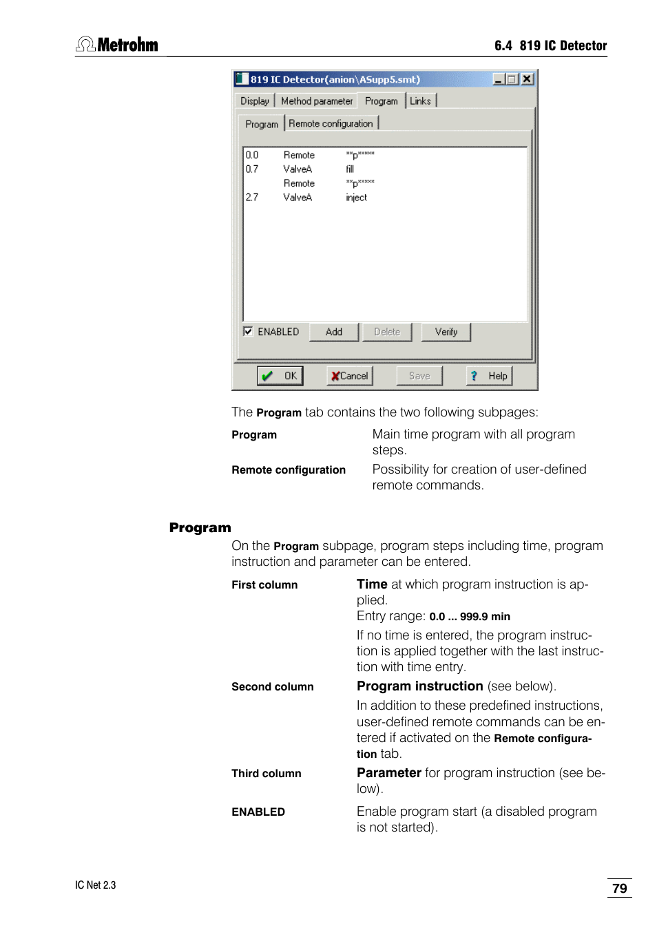 Program | Metrohm IC Net 2.3 User Manual | Page 89 / 389