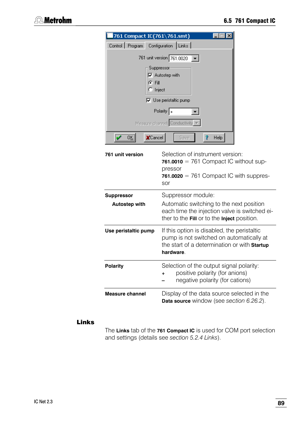 Links | Metrohm IC Net 2.3 User Manual | Page 99 / 389