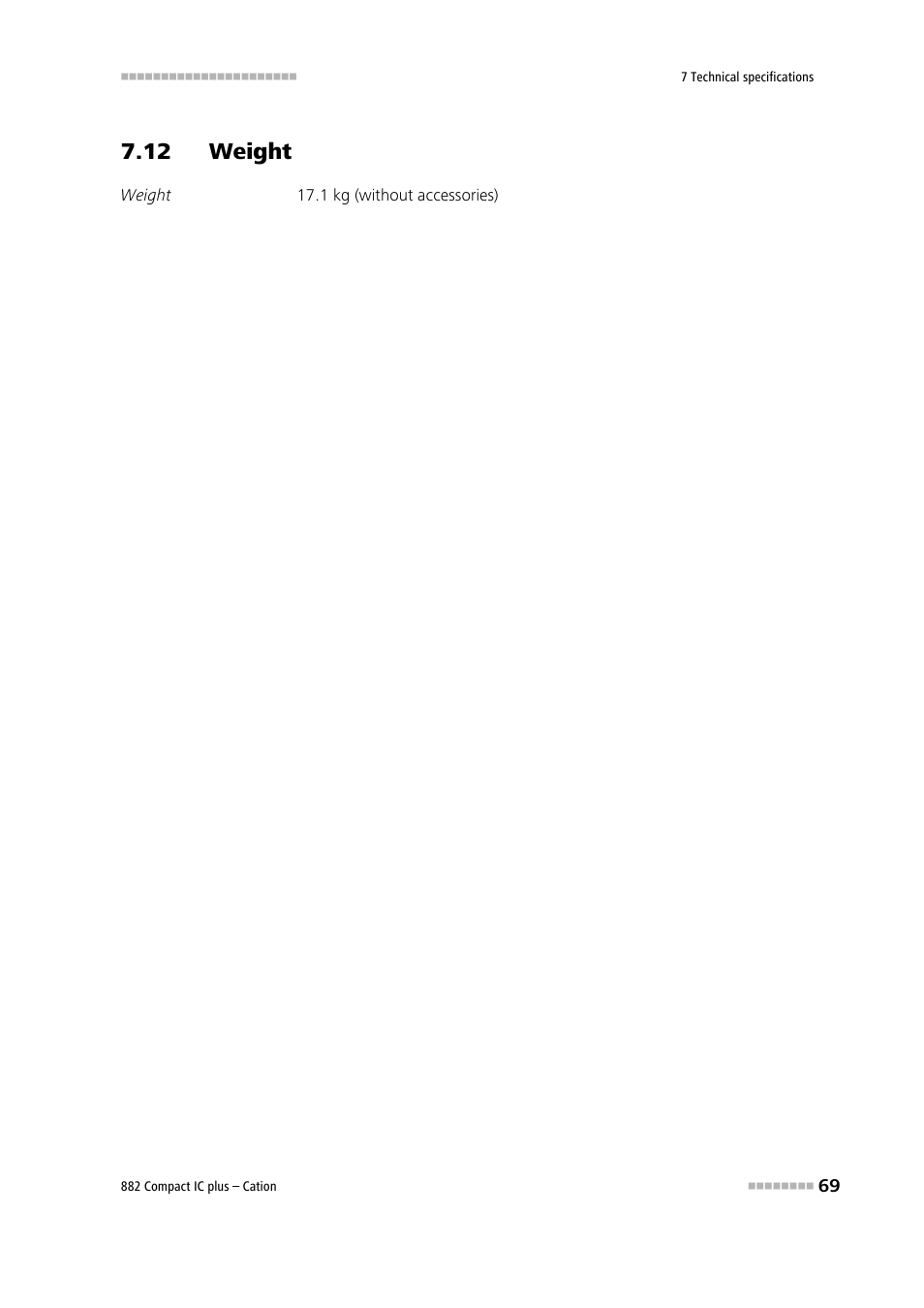 12 weight | Metrohm 882 Compact IC plus – Cation User Manual | Page 77 / 93