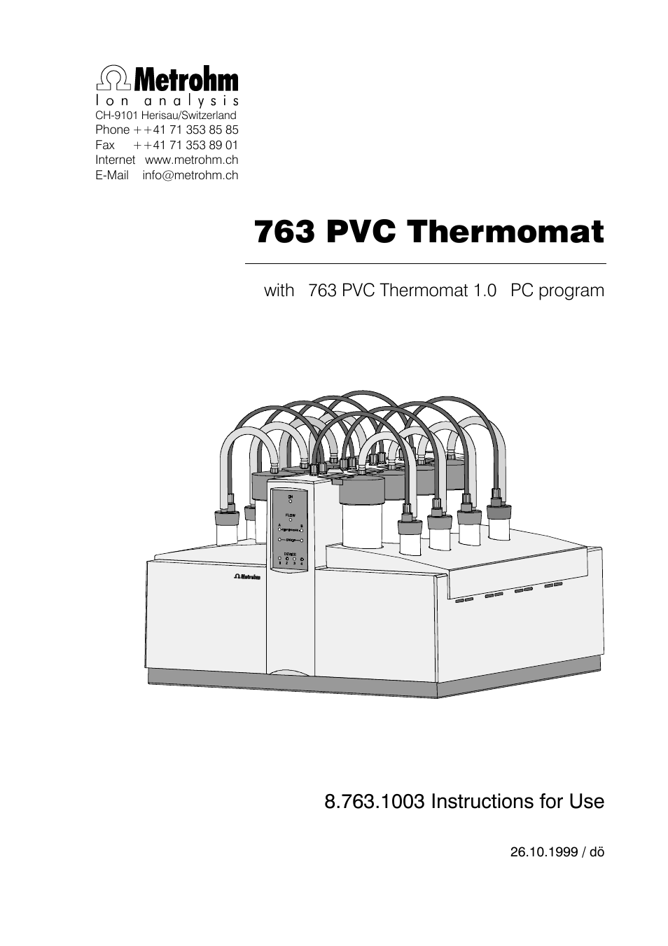 Metrohm 763 PVC Thermomat Manual User Manual | 157 pages