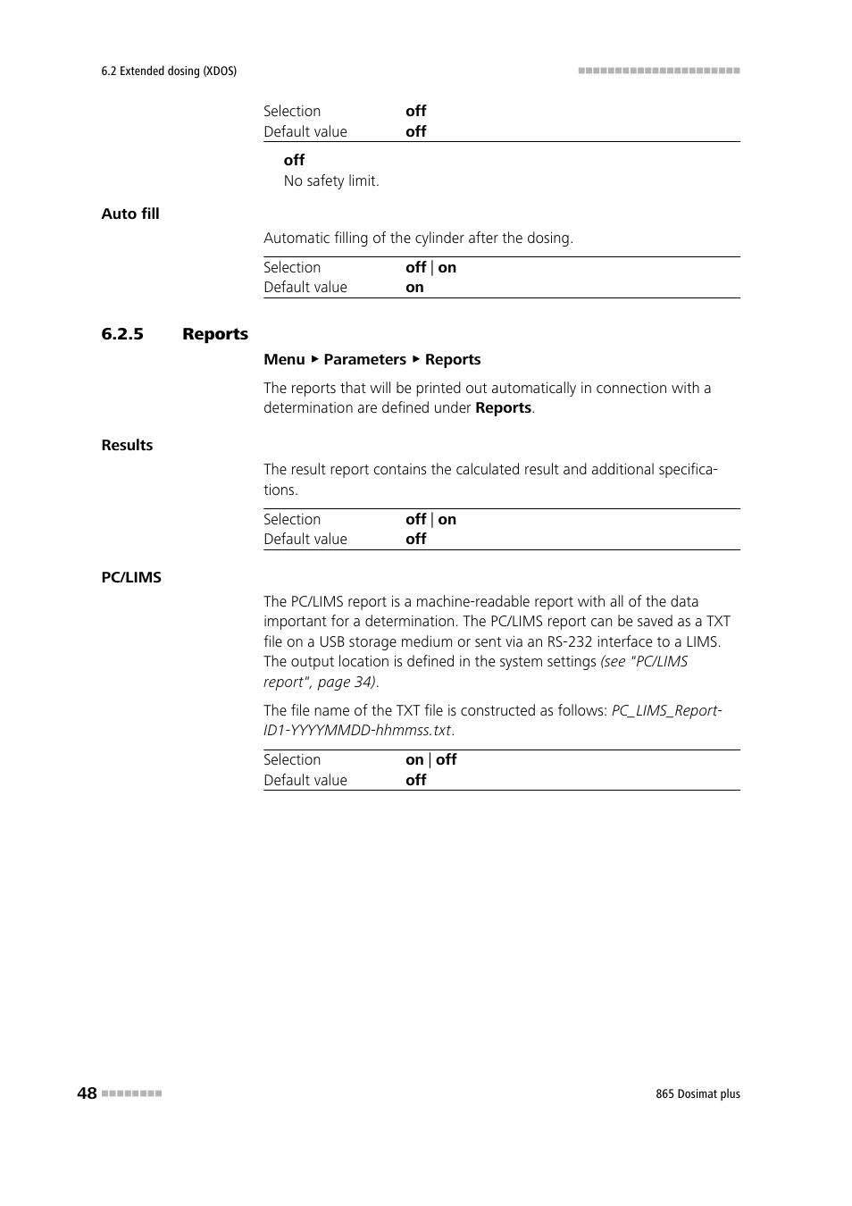 5 reports, Reports | Metrohm 865 Dosimat plus User Manual | Page 58 / 97