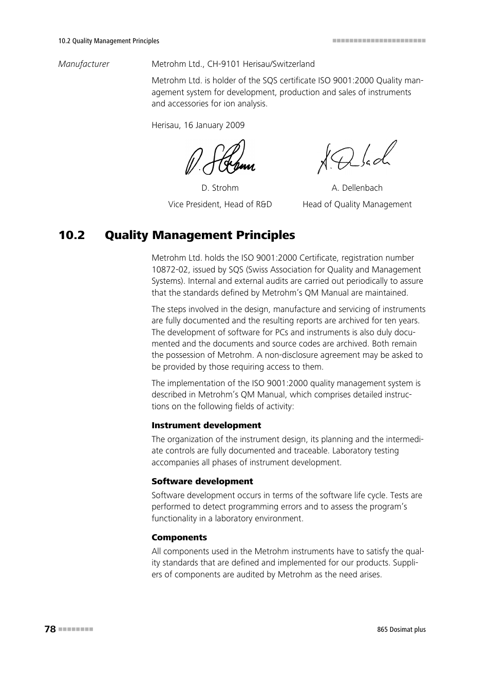 2 quality management principles | Metrohm 865 Dosimat plus User Manual | Page 88 / 97