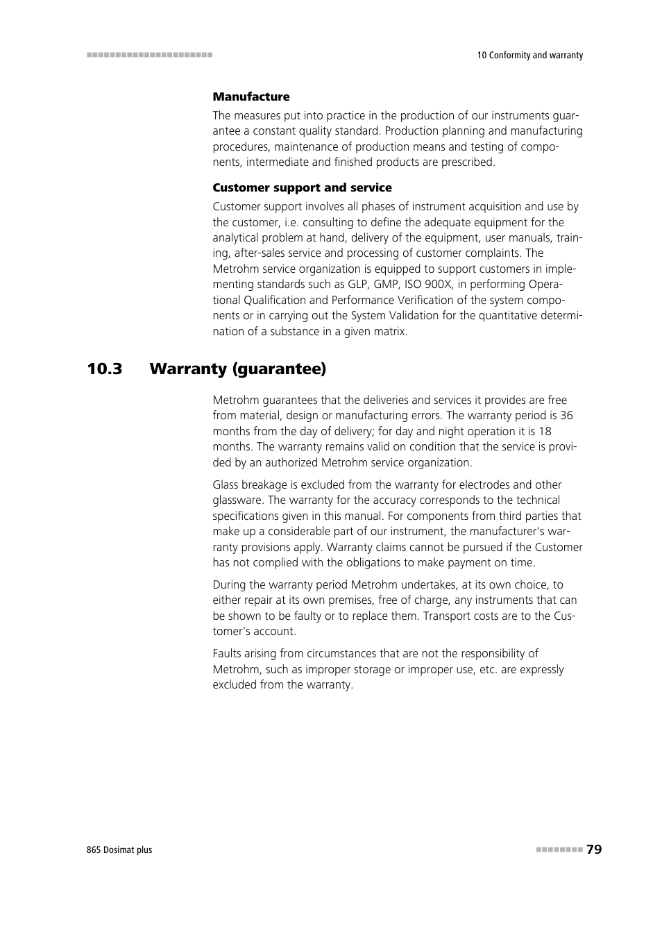 3 warranty (guarantee) | Metrohm 865 Dosimat plus User Manual | Page 89 / 97