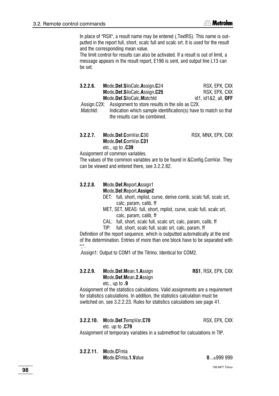 Metrohm 798 MPT Titrino User Manual | Page 102 / 184