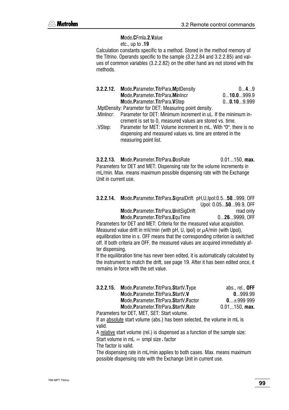 Metrohm 798 MPT Titrino User Manual | Page 103 / 184