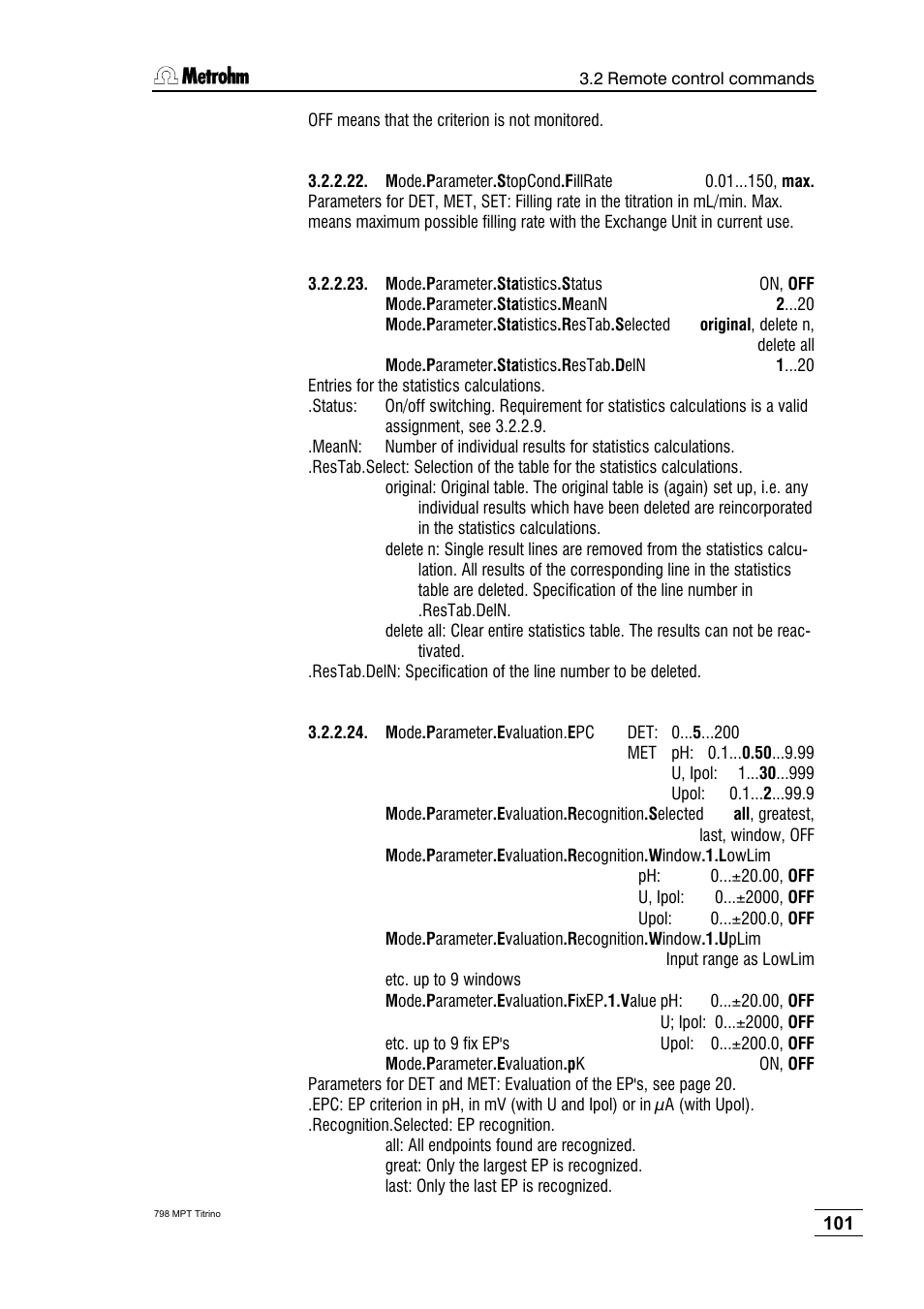 Metrohm 798 MPT Titrino User Manual | Page 105 / 184