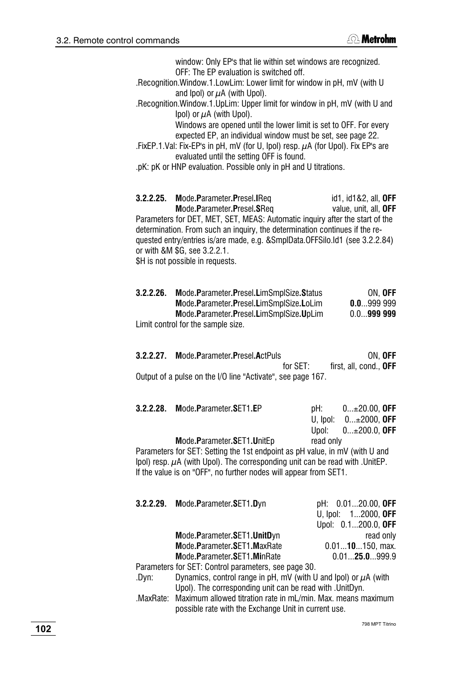 Metrohm 798 MPT Titrino User Manual | Page 106 / 184