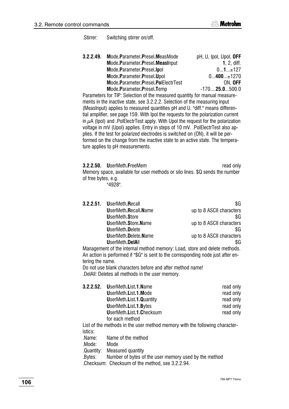 Metrohm 798 MPT Titrino User Manual | Page 110 / 184