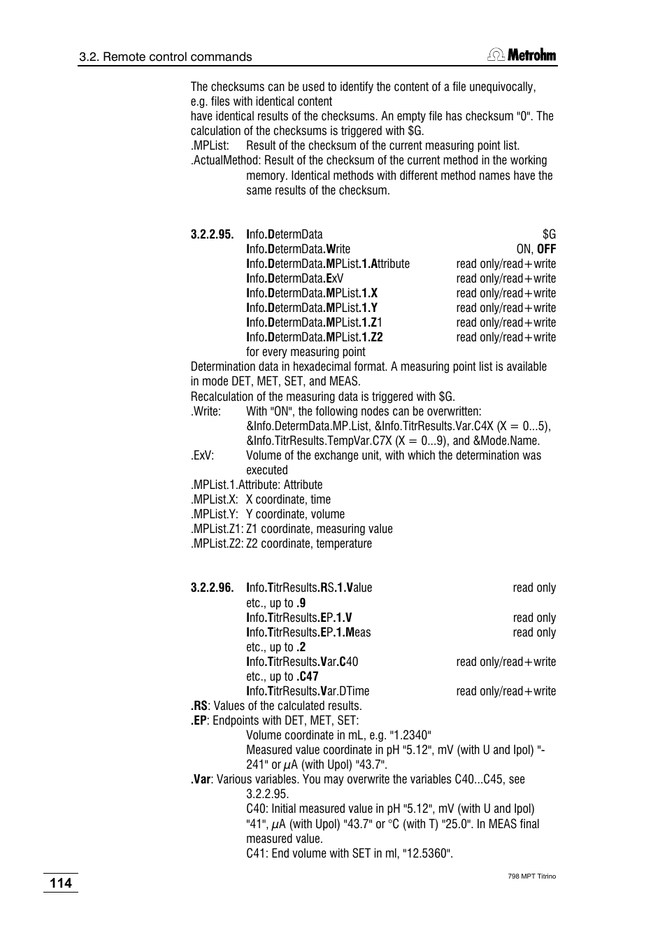 Metrohm 798 MPT Titrino User Manual | Page 118 / 184