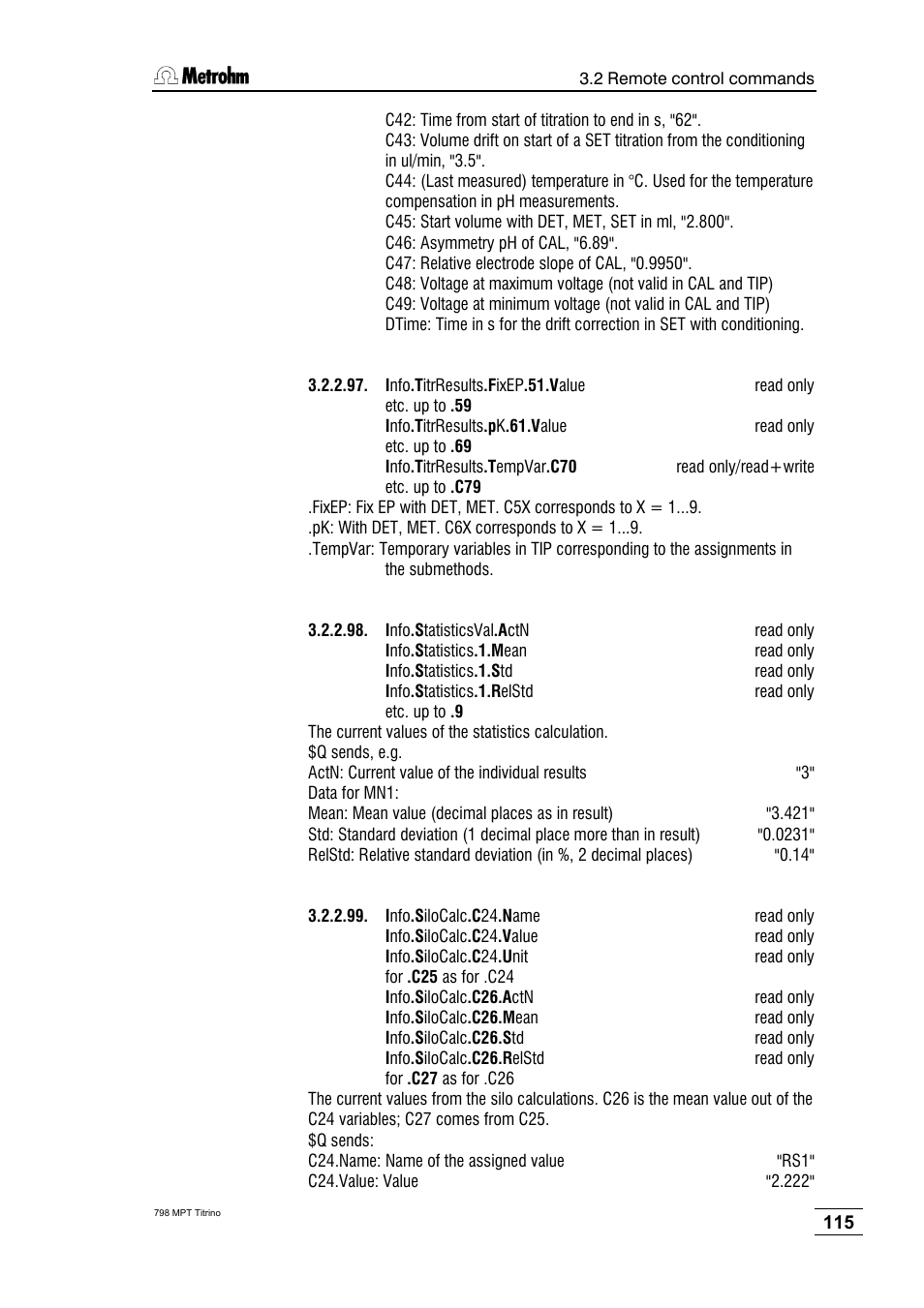 Metrohm 798 MPT Titrino User Manual | Page 119 / 184