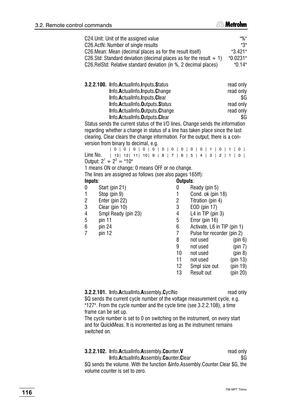 Metrohm 798 MPT Titrino User Manual | Page 120 / 184