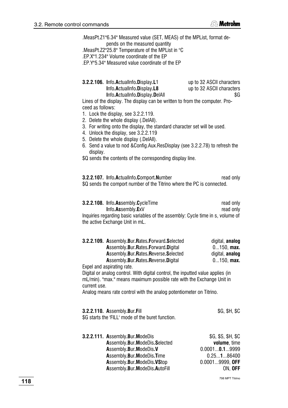 Metrohm 798 MPT Titrino User Manual | Page 122 / 184