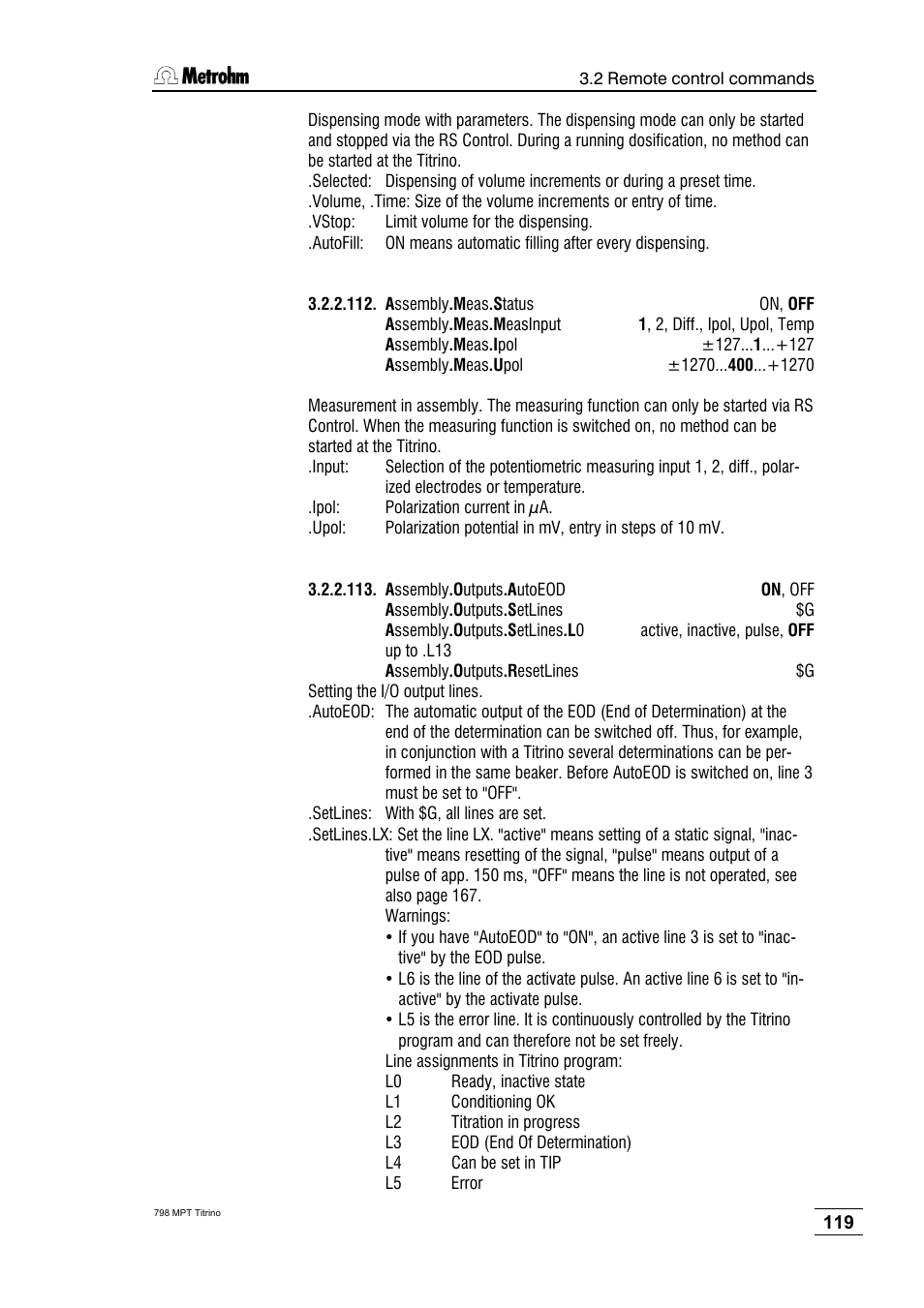 Metrohm 798 MPT Titrino User Manual | Page 123 / 184