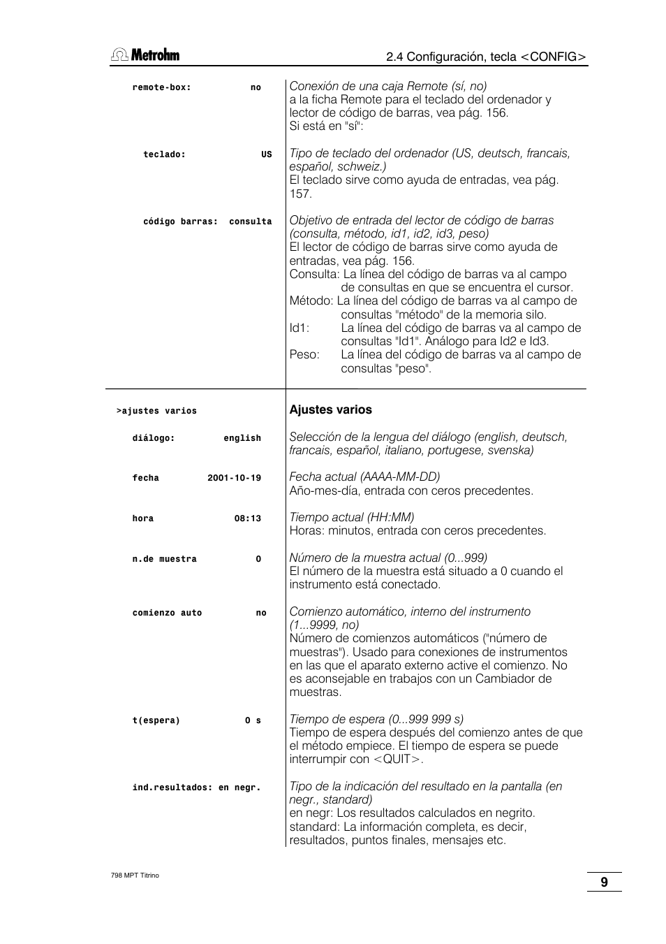 Metrohm 798 MPT Titrino User Manual | Page 13 / 184