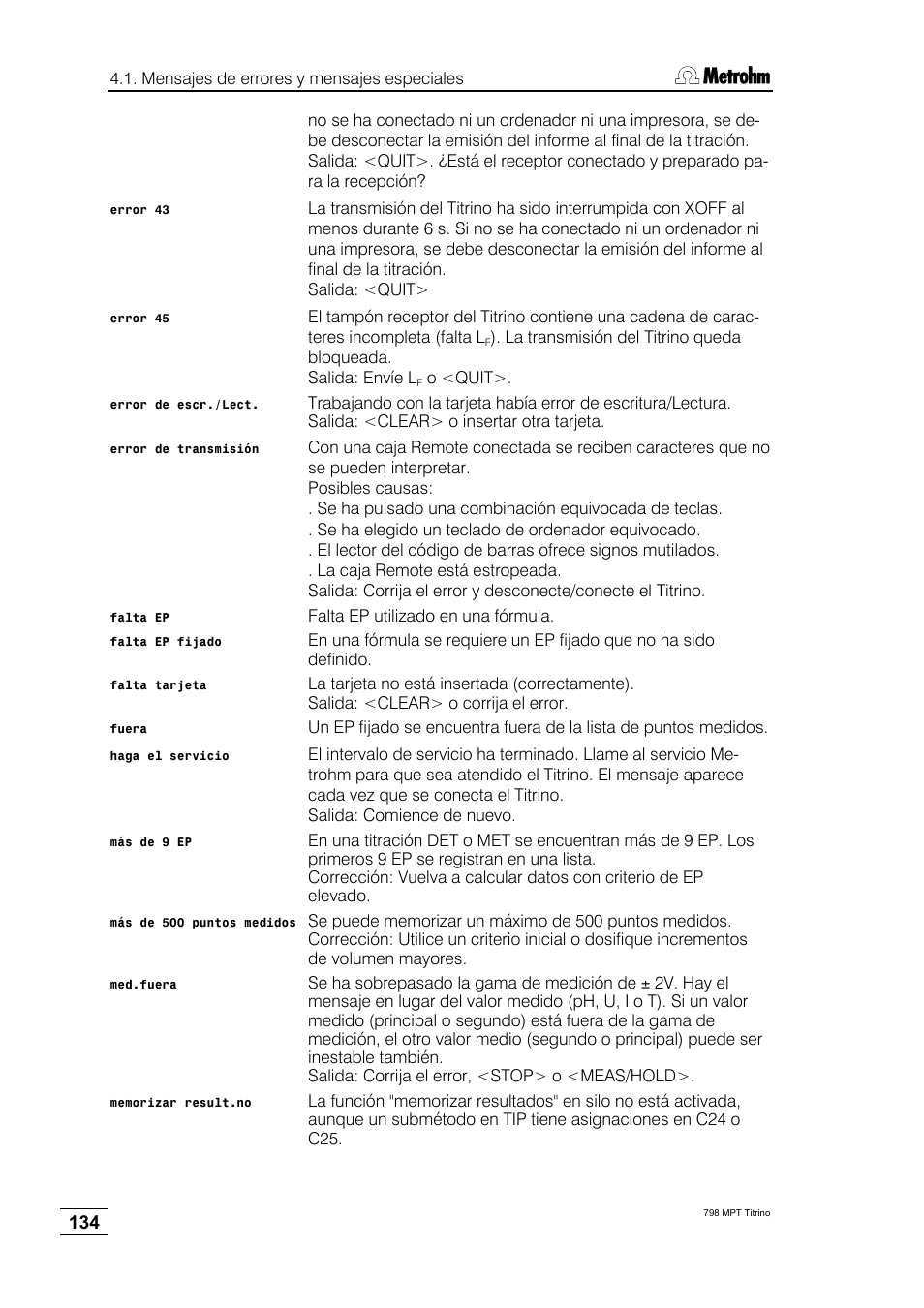 Metrohm 798 MPT Titrino User Manual | Page 138 / 184