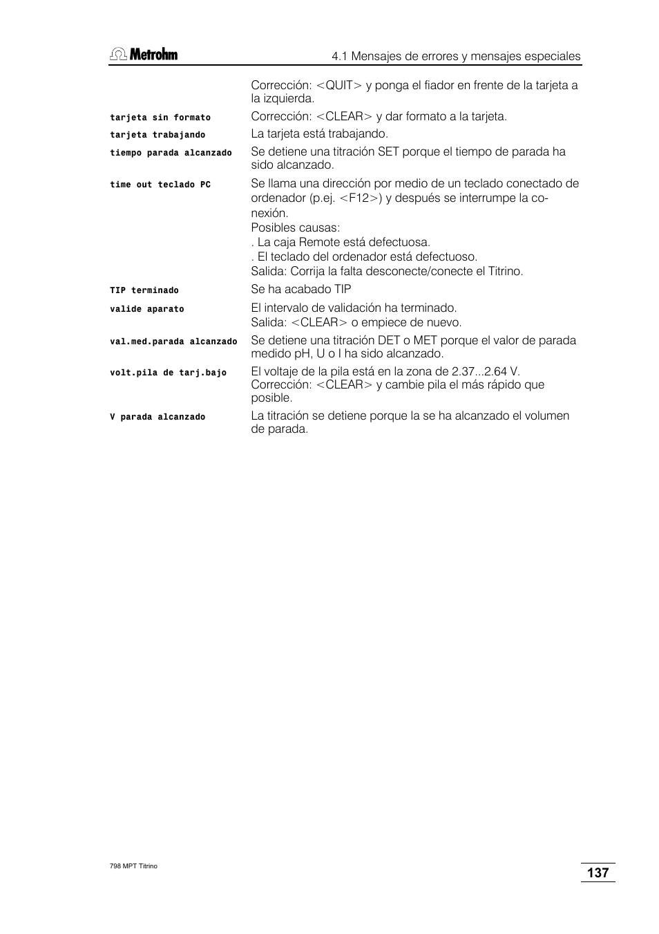 Metrohm 798 MPT Titrino User Manual | Page 141 / 184