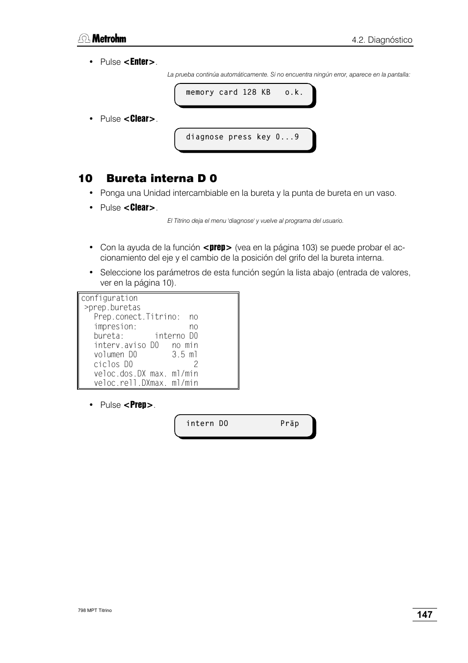 10 bureta interna d 0 | Metrohm 798 MPT Titrino User Manual | Page 151 / 184