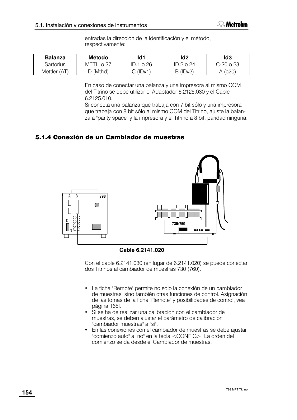 4 conexión de un cambiador de muestras | Metrohm 798 MPT Titrino User Manual | Page 158 / 184