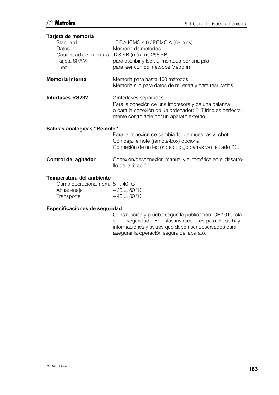 Metrohm 798 MPT Titrino User Manual | Page 167 / 184