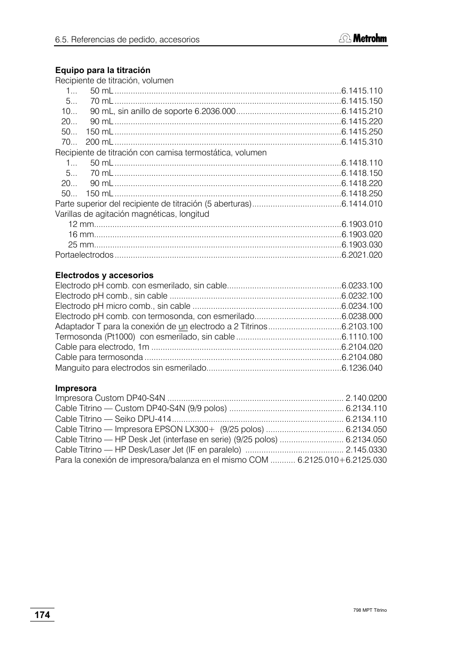 Metrohm 798 MPT Titrino User Manual | Page 178 / 184