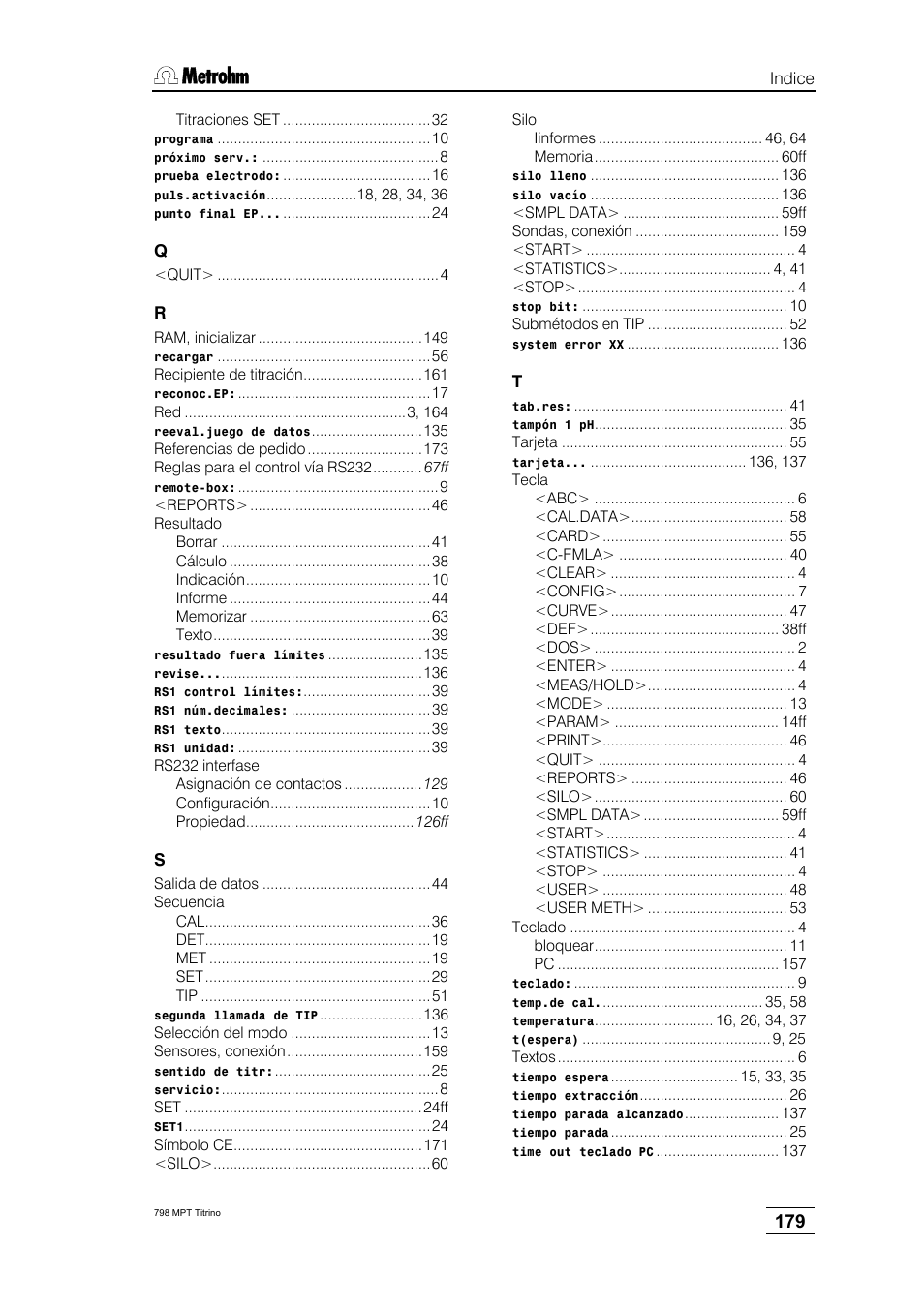 Metrohm 798 MPT Titrino User Manual | Page 183 / 184