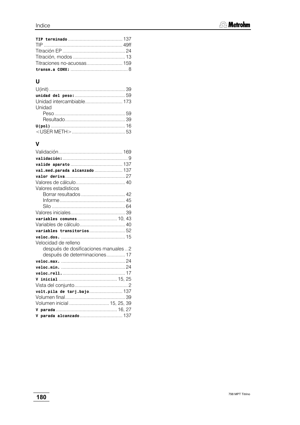 Metrohm 798 MPT Titrino User Manual | Page 184 / 184