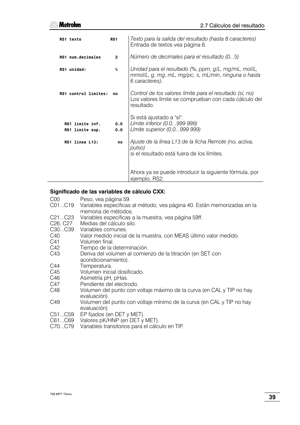 Metrohm 798 MPT Titrino User Manual | Page 43 / 184