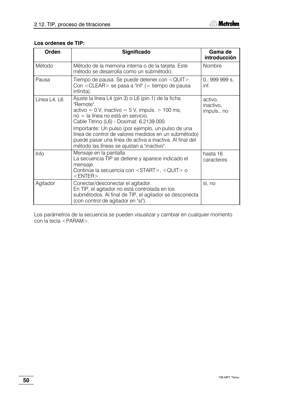 Metrohm 798 MPT Titrino User Manual | Page 54 / 184