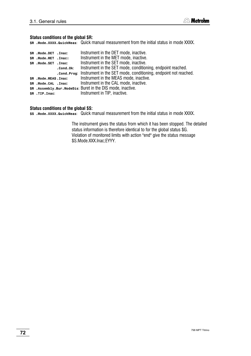 Metrohm 798 MPT Titrino User Manual | Page 76 / 184