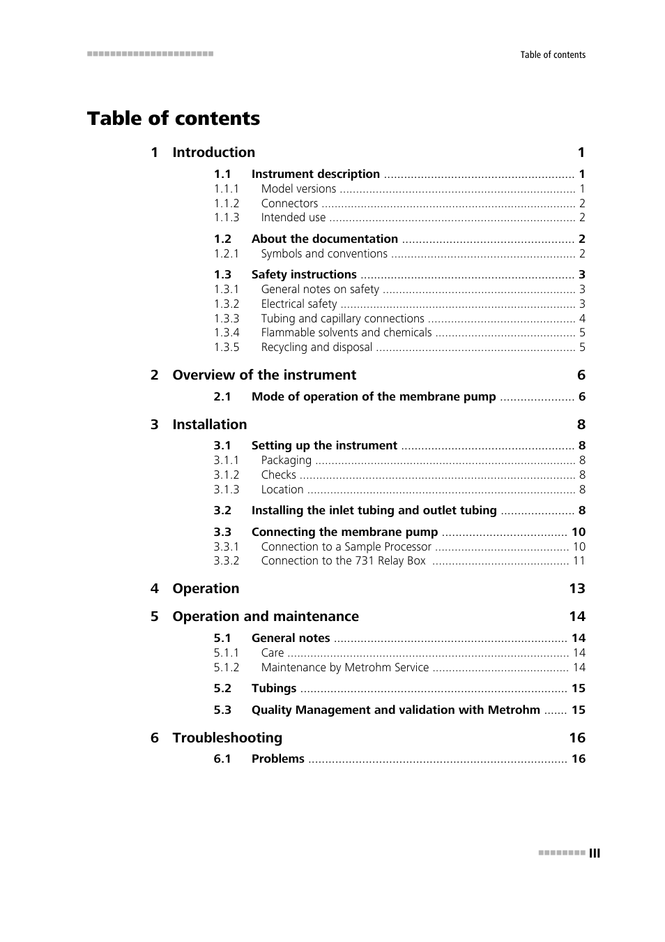 Metrohm 823 Membrane Pump Unit User Manual | Page 5 / 38