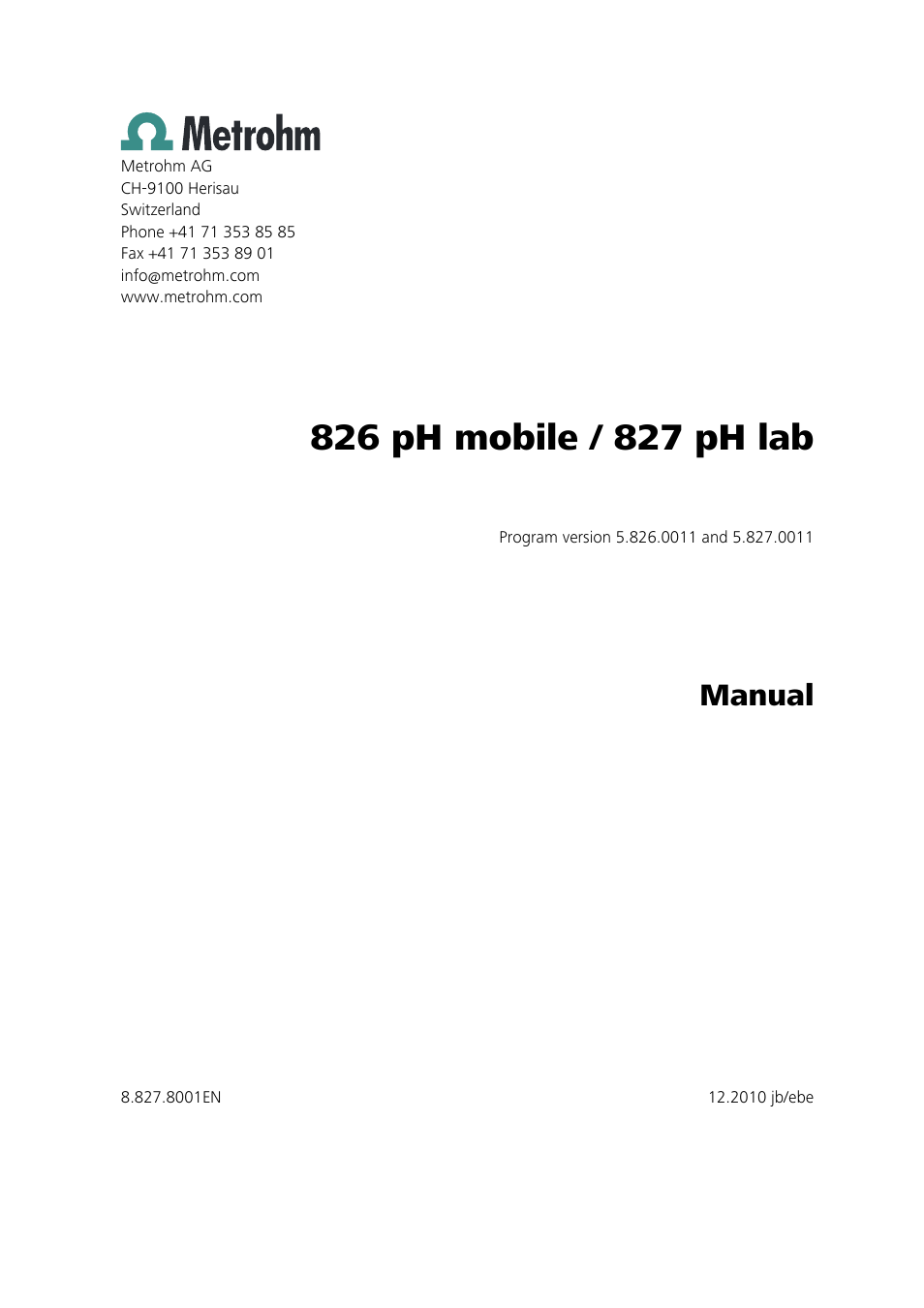 Manual | Metrohm 827 pH lab User Manual | Page 3 / 82