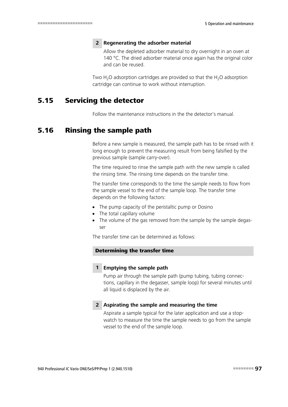 15 servicing the detector, 16 rinsing the sample path | Metrohm 940 Professional IC Vario ONE/SeS/PP/Prep 1 User Manual | Page 107 / 127