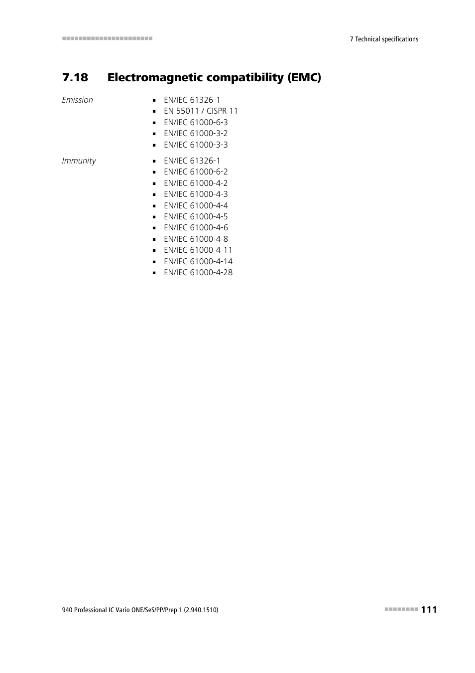 18 electromagnetic compatibility (emc) | Metrohm 940 Professional IC Vario ONE/SeS/PP/Prep 1 User Manual | Page 121 / 127