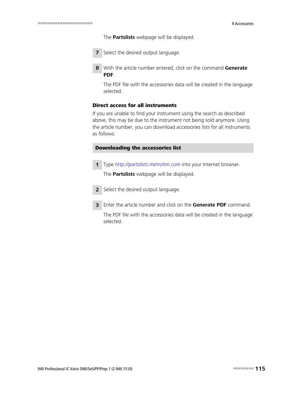 Metrohm 940 Professional IC Vario ONE/SeS/PP/Prep 1 User Manual | Page 125 / 127