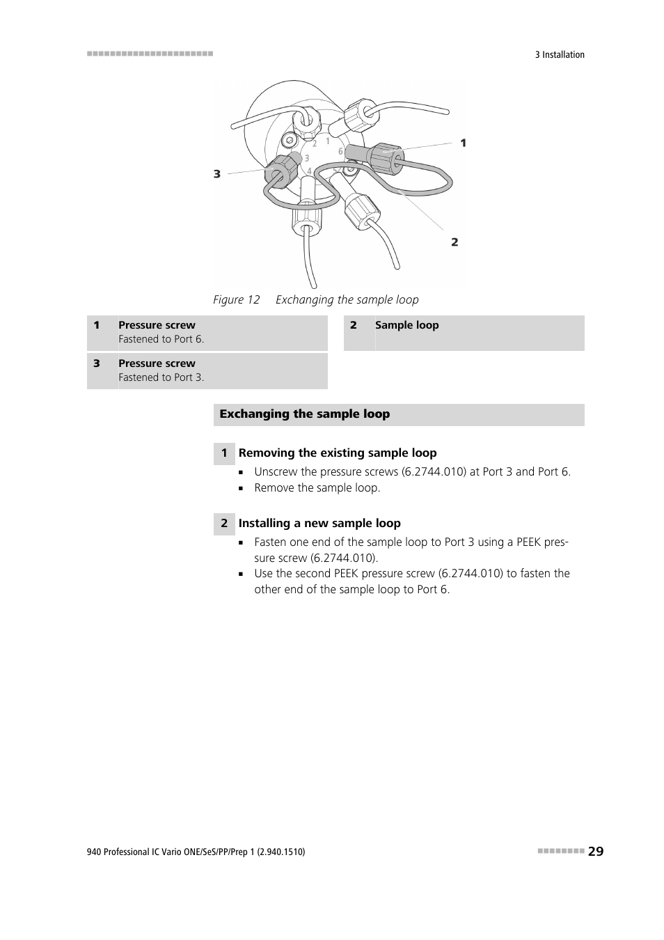 Figure 12, Exchanging the sample loop | Metrohm 940 Professional IC Vario ONE/SeS/PP/Prep 1 User Manual | Page 39 / 127
