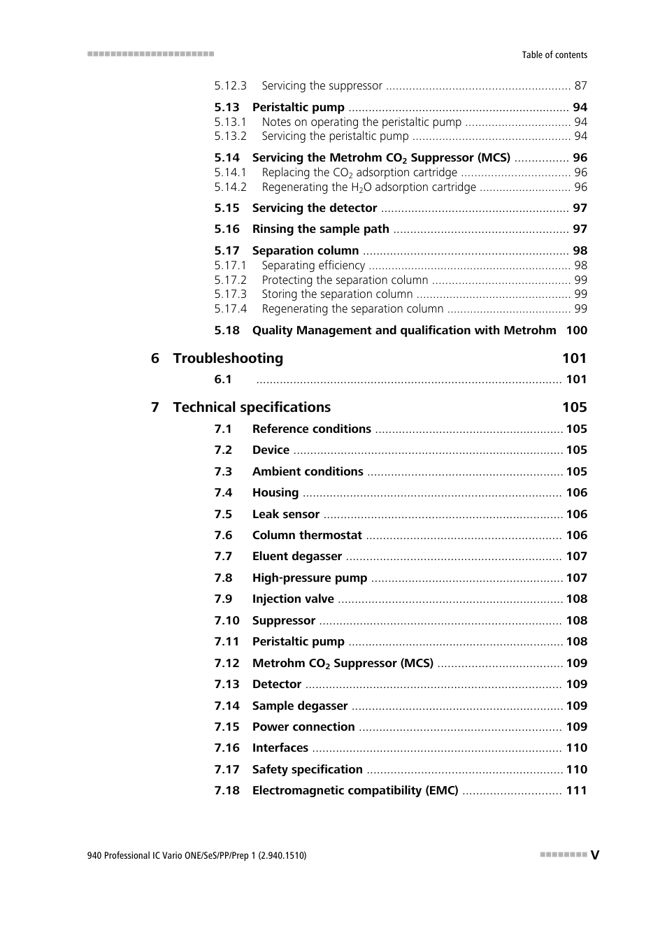 Metrohm 940 Professional IC Vario ONE/SeS/PP/Prep 1 User Manual | Page 7 / 127