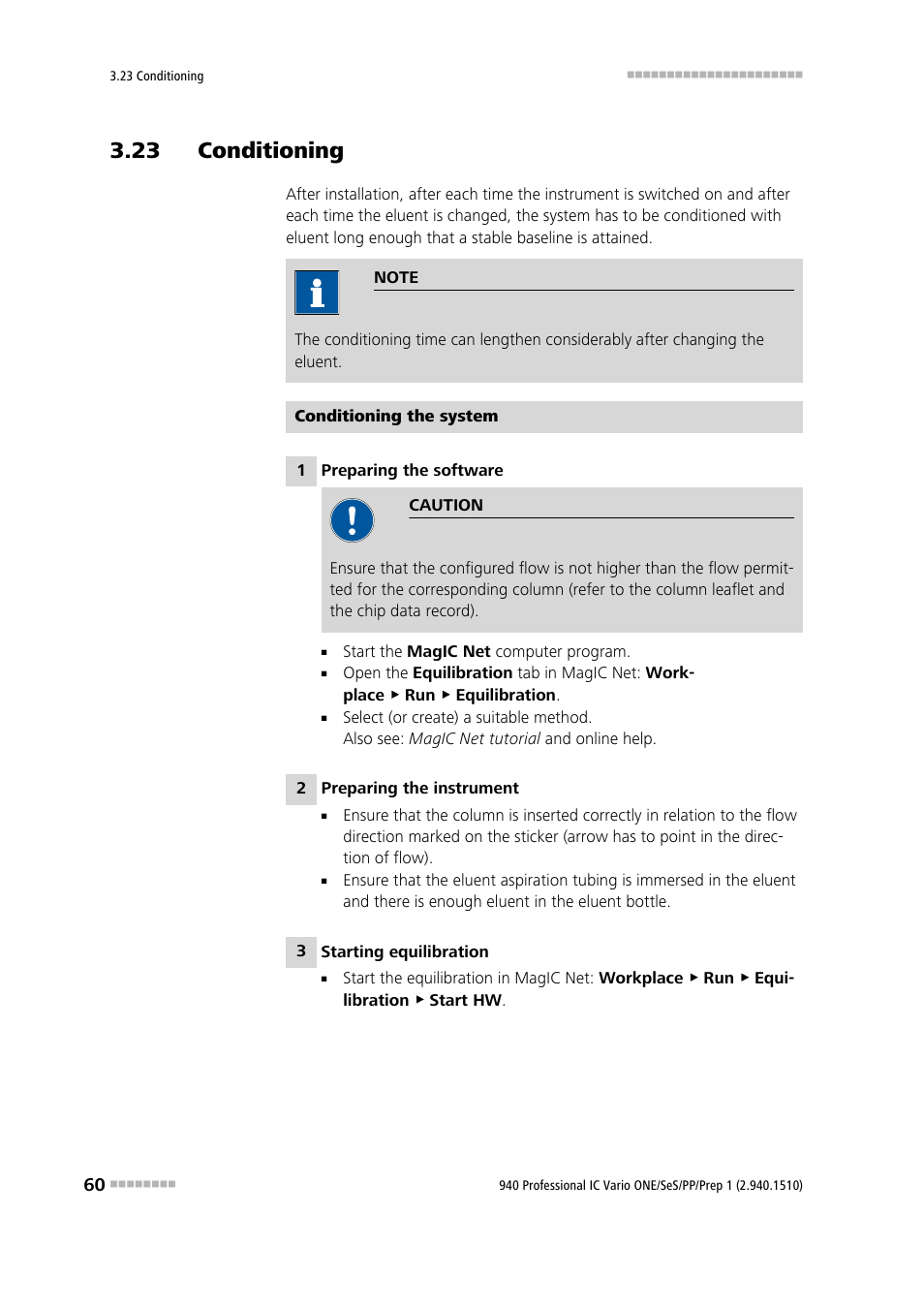 23 conditioning | Metrohm 940 Professional IC Vario ONE/SeS/PP/Prep 1 User Manual | Page 70 / 127