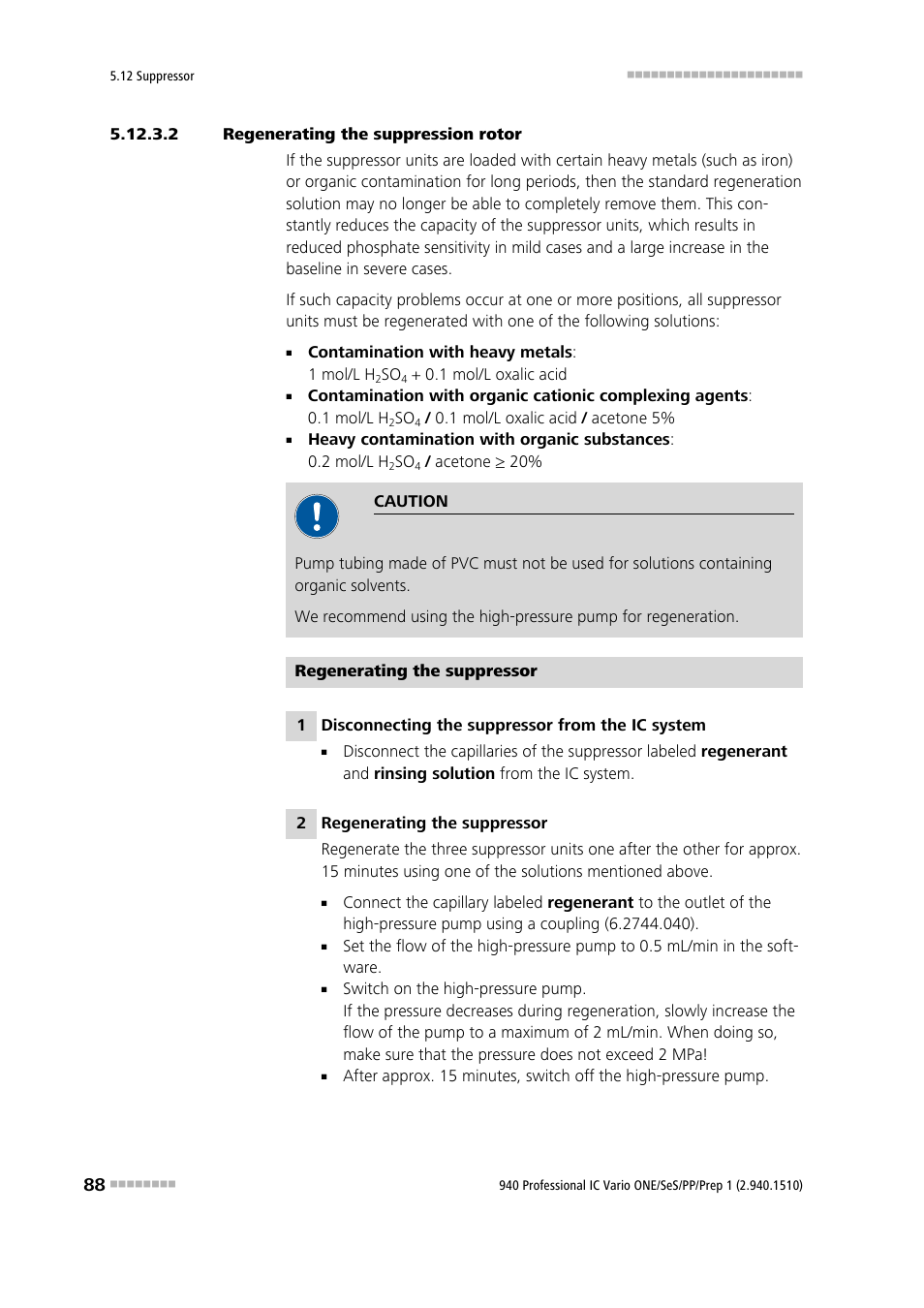 2 regenerating the suppression rotor | Metrohm 940 Professional IC Vario ONE/SeS/PP/Prep 1 User Manual | Page 98 / 127
