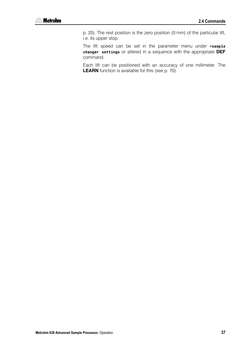 Metrohm 838 Advanced Sample Processor Manual User Manual | Page 45 / 101