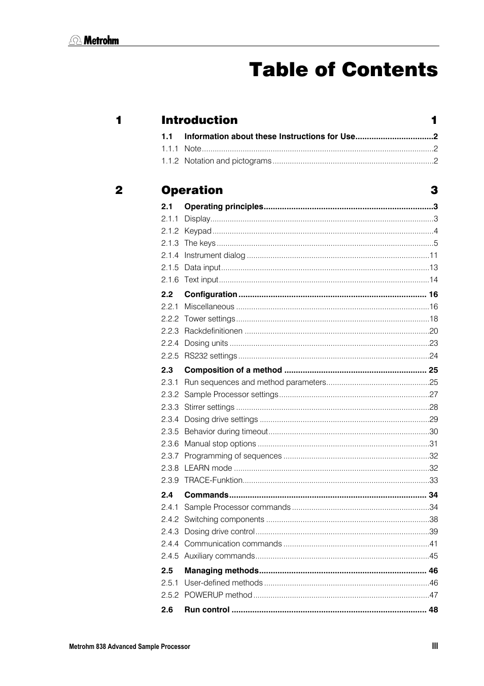 Metrohm 838 Advanced Sample Processor Manual User Manual | Page 5 / 101