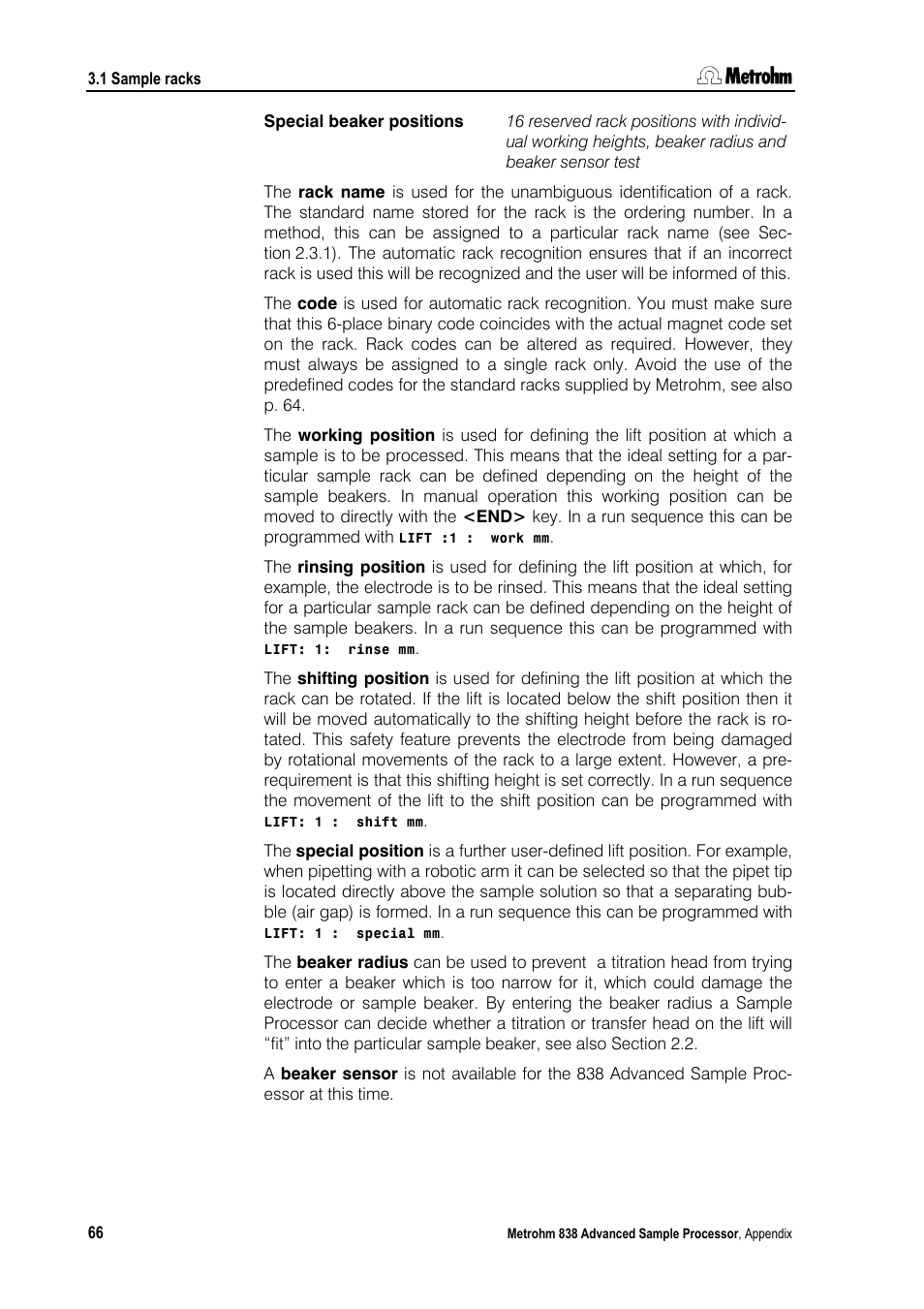 Metrohm 838 Advanced Sample Processor Manual User Manual | Page 74 / 101