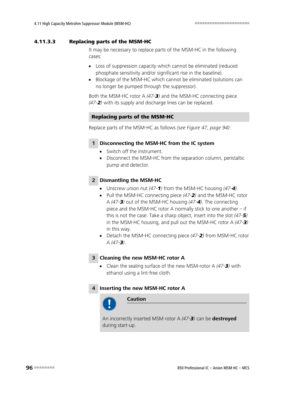 3 replacing parts of the msm‑hc | Metrohm 850 Professional IC Anion MSM-HC MCS User Manual | Page 106 / 147