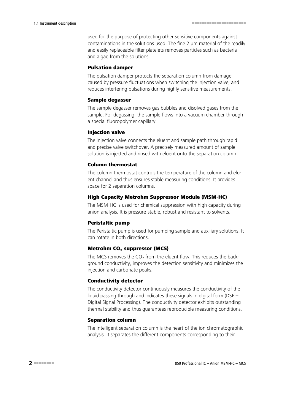 Metrohm 850 Professional IC Anion MSM-HC MCS User Manual | Page 12 / 147