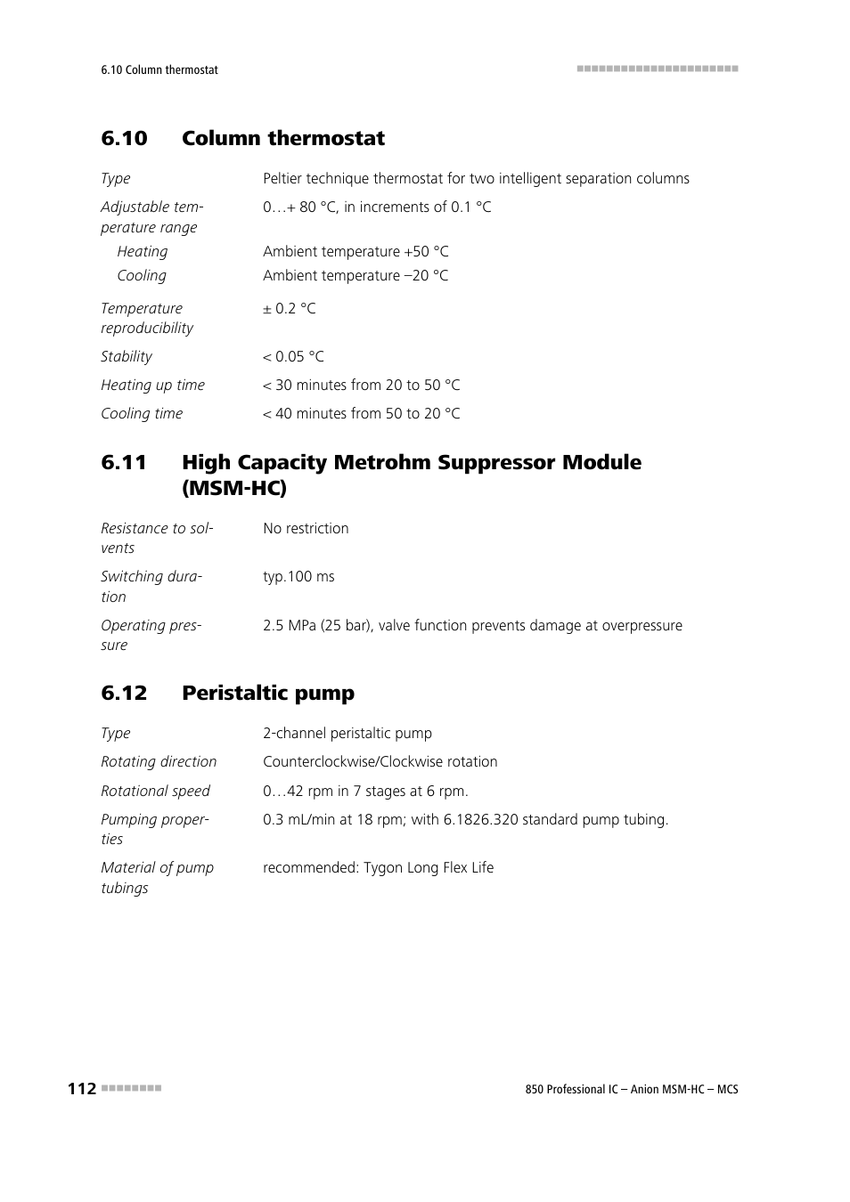 10 column thermostat, 12 peristaltic pump, 11 high capacity metrohm suppressor module | Msm-hc) | Metrohm 850 Professional IC Anion MSM-HC MCS User Manual | Page 122 / 147